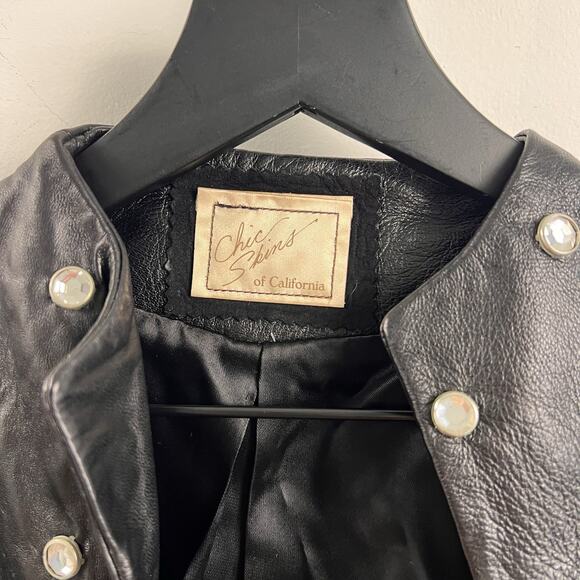 Vintage Woman’s Leather Stud Feather Cropped Biker Western Fringed Jacket - Picture 5 of 7